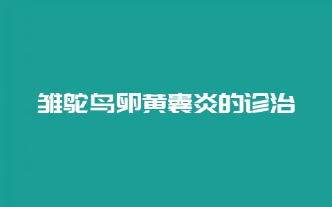雏鸵鸟卵黄囊炎的诊治-会东网