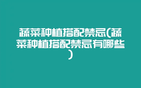 蔬菜种植搭配禁忌(蔬菜种植搭配禁忌有哪些)-会东网