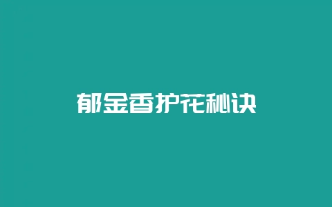郁金香护花秘诀-会东网