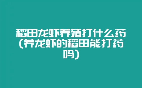 稻田龙虾养殖打什么药(养龙虾的稻田能打药吗)-会东网