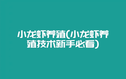 小龙虾养殖(小龙虾养殖技术新手必看)-会东网