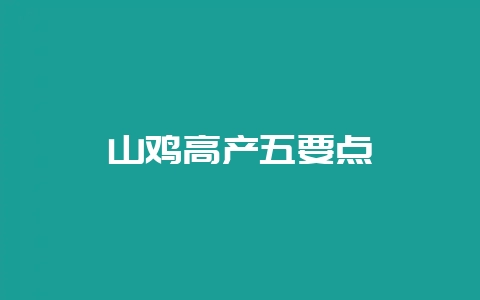 山鸡高产五要点-会东网