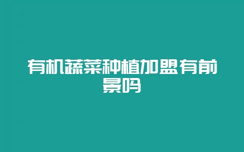 有机蔬菜种植加盟有前景吗-会东网