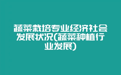 蔬菜栽培专业经济社会发展状况(蔬菜种植行业发展)-会东网