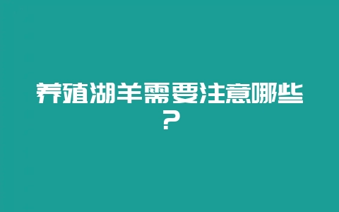 养殖湖羊需要注意哪些？-会东网