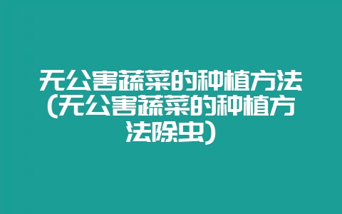 无公害蔬菜的种植方法(无公害蔬菜的种植方法除虫)-会东网