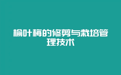 榆叶梅的修剪与栽培管理技术-会东网