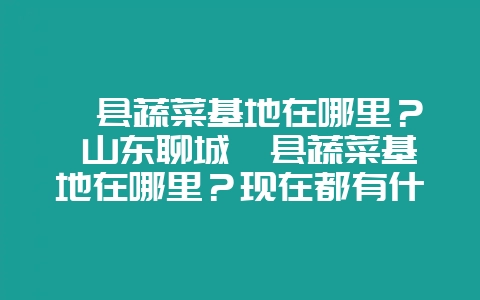 莘县蔬菜基地在哪里？ 山东聊城莘县蔬菜基地在哪里？现在都有什么蔬菜？-会东网