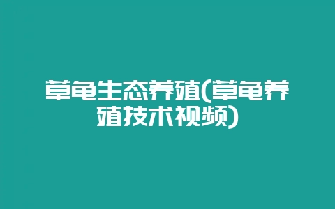 草龟生态养殖(草龟养殖技术视频)-会东网