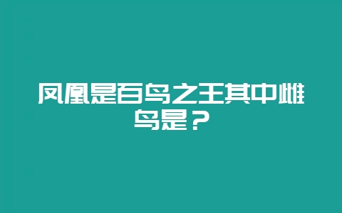 凤凰是百鸟之王其中雌鸟是？-会东网