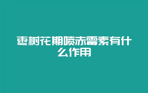 枣树花期喷赤霉素有什么作用-会东网