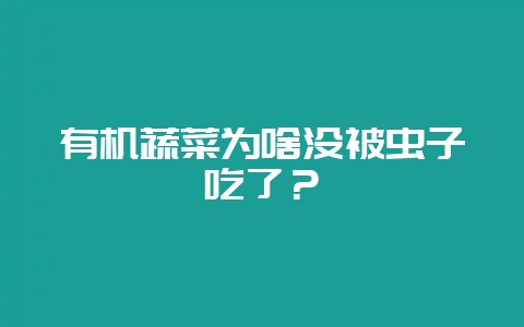 有机蔬菜为啥没被虫子吃了？-会东网