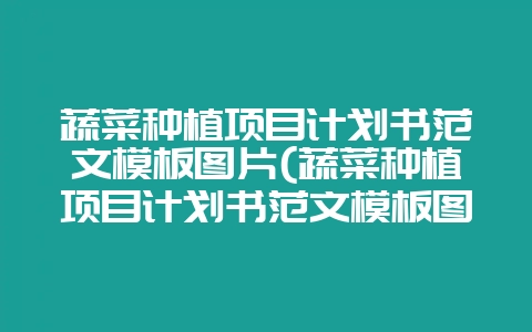 蔬菜种植项目计划书范文模板图片(蔬菜种植项目计划书范文模板图片大全)-会东网