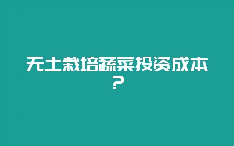 无土栽培蔬菜投资成本?-会东网