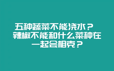 五种蔬菜不能浇水？ 辣椒不能和什么菜种在一起会相克？-会东网
