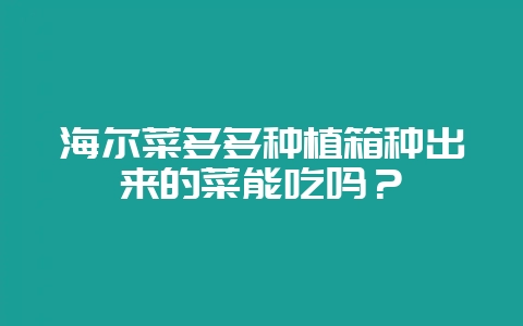 海尔菜多多种植箱种出来的菜能吃吗？-会东网