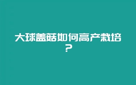大球盖菇如何高产栽培？-会东网