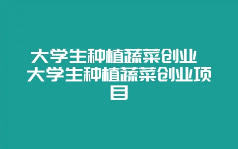 大学生种植蔬菜创业 大学生种植蔬菜创业项目-会东网