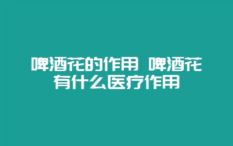 啤酒花的作用 啤酒花有什么医疗作用-会东网