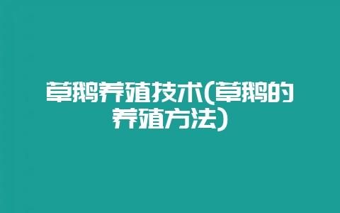 草鹅养殖技术(草鹅的养殖方法)-会东网