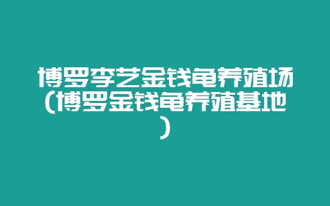 博罗李艺金钱龟养殖场(博罗金钱龟养殖基地)-会东网