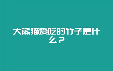 大熊猫爱吃的竹子是什么？-会东网