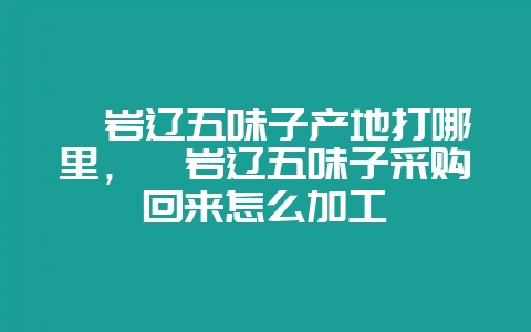 岫岩辽五味子产地打哪里，岫岩辽五味子采购回来怎么加工-会东网