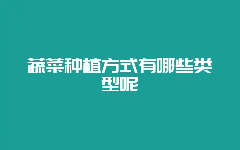 蔬菜种植方式有哪些类型呢-会东网