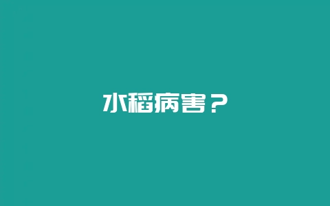 水稻病害？-会东网