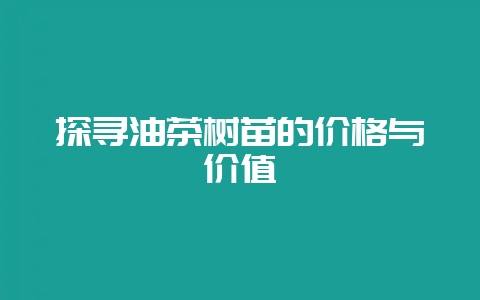 探寻油茶树苗的价格与价值-会东网
