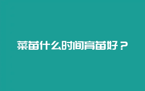 菜苗什么时间育苗好？-会东网