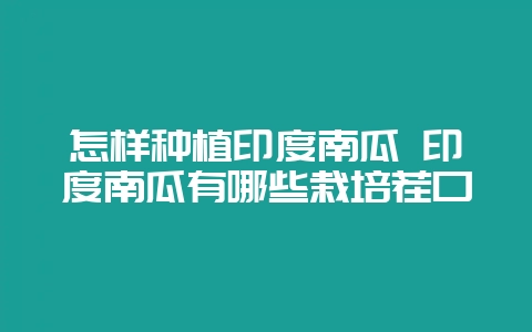 怎样种植印度南瓜 印度南瓜有哪些栽培茬口-会东网