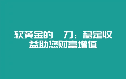 软黄金的魅力:稳定收益助您财富增值-会东网