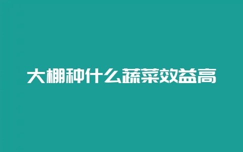 大棚种什么蔬菜效益高-会东网