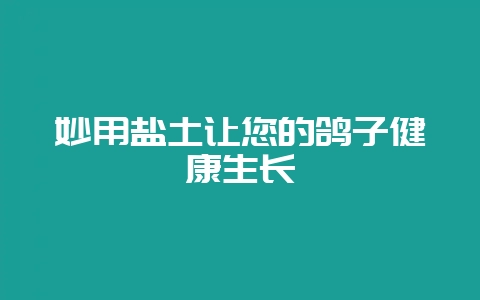 妙用盐土让您的鸽子健康生长-会东网