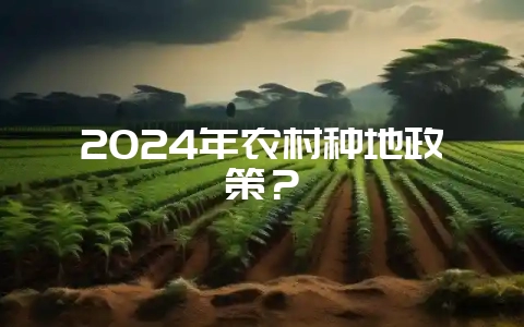 2024年农村种地政策？-会东网