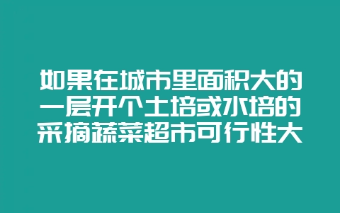 如果在城市里面积大的一层开个土培或水培的采摘蔬菜超市可行性大吗？-会东网