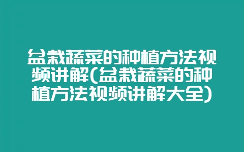 盆栽蔬菜的种植方法视频讲解(盆栽蔬菜的种植方法视频讲解大全)-会东网