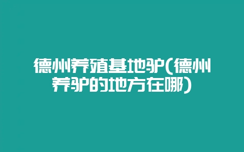 德州养殖基地驴(德州养驴的地方在哪)-会东网