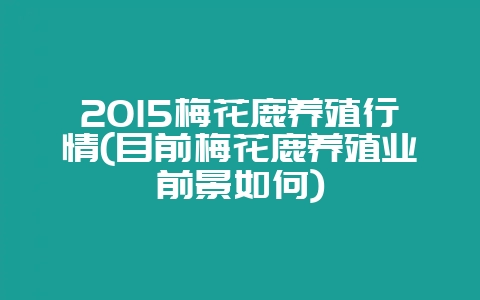 2015梅花鹿养殖行情(目前梅花鹿养殖业前景如何)-会东网