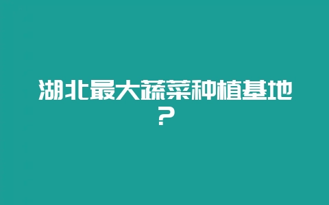 湖北最大蔬菜种植基地？-会东网