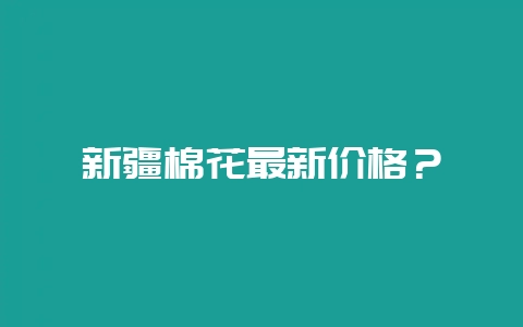 新疆棉花最新价格？-会东网