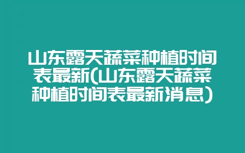 山东露天蔬菜种植时间表最新(山东露天蔬菜种植时间表最新消息)-会东网