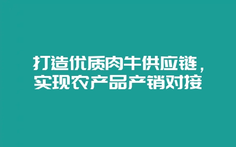打造优质肉牛供应链，实现农产品产销对接-会东网
