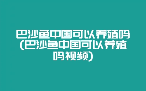 巴沙鱼中国可以养殖吗(巴沙鱼中国可以养殖吗视频)-会东网
