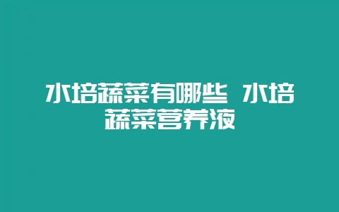 水培蔬菜有哪些 水培蔬菜营养液-会东网