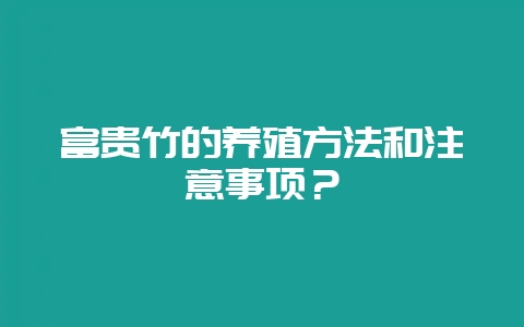 富贵竹的养殖方法和注意事项？-会东网