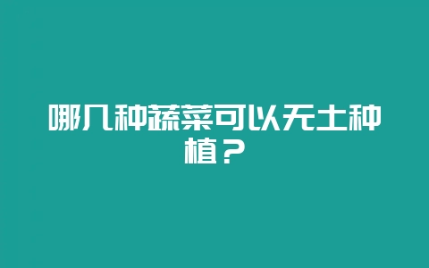哪几种蔬菜可以无土种植?-会东网