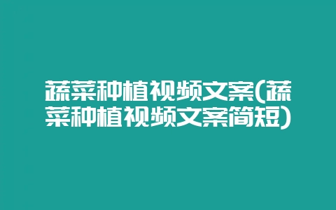 蔬菜种植视频文案(蔬菜种植视频文案简短)-会东网
