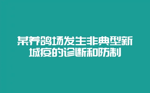 某养鸽场发生非典型新城疫的诊断和防制-会东网